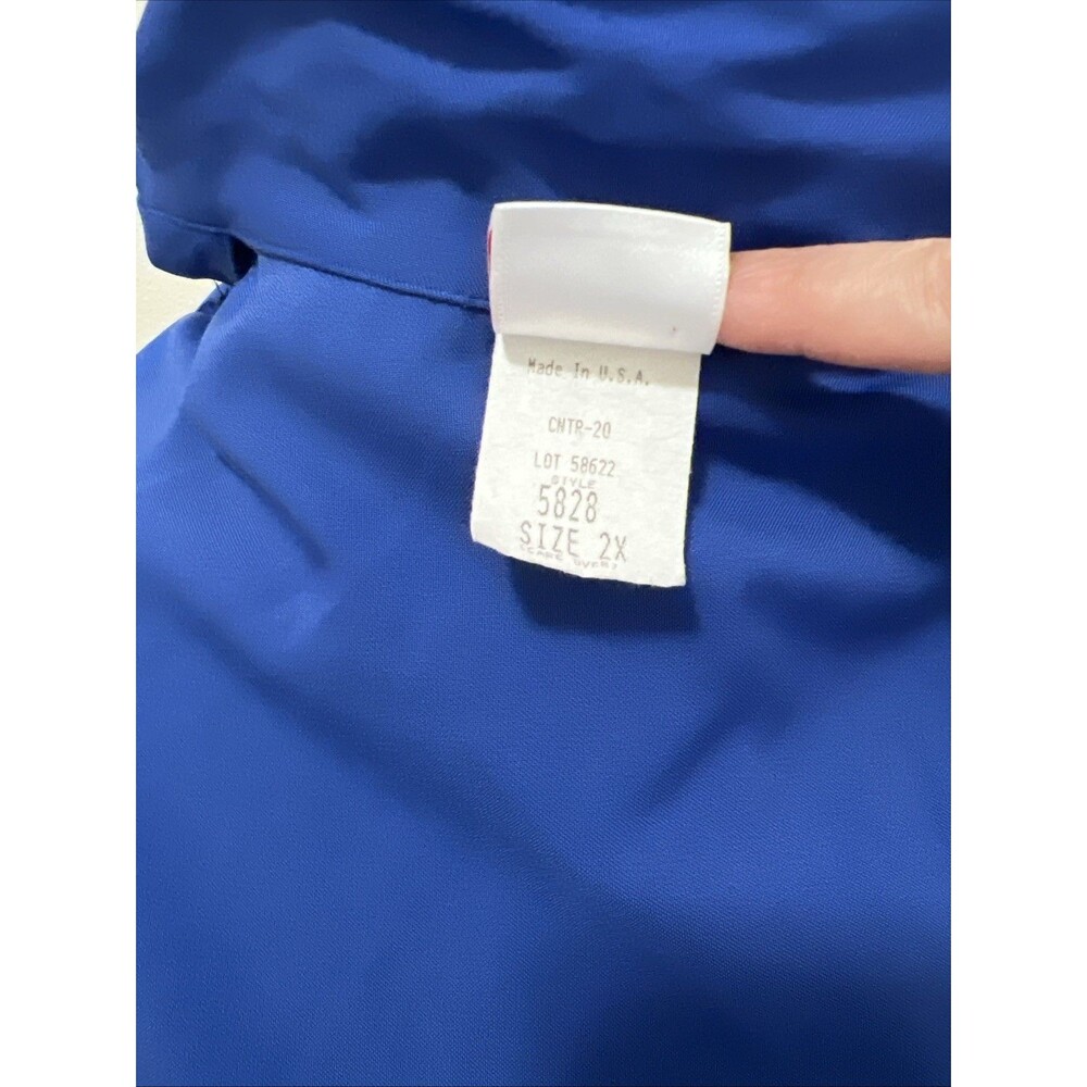 Women's Vintage 80s 90s Button Up Collared Short Sleeve Blouse 2x Shoulder Pads - Picture 5 of 5